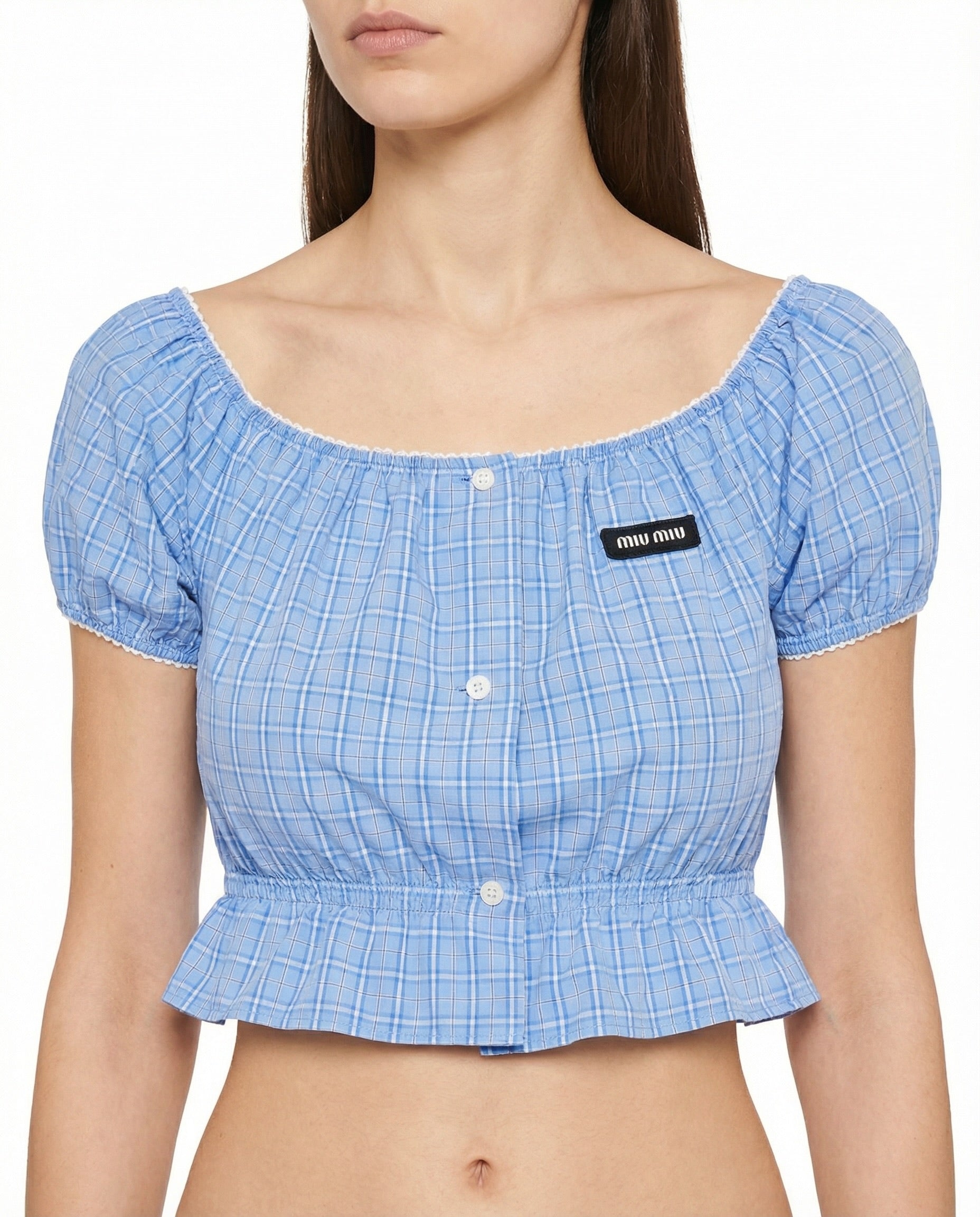 Оригінальна Off Shoulder Crop Top Miu miu – вид ззаду