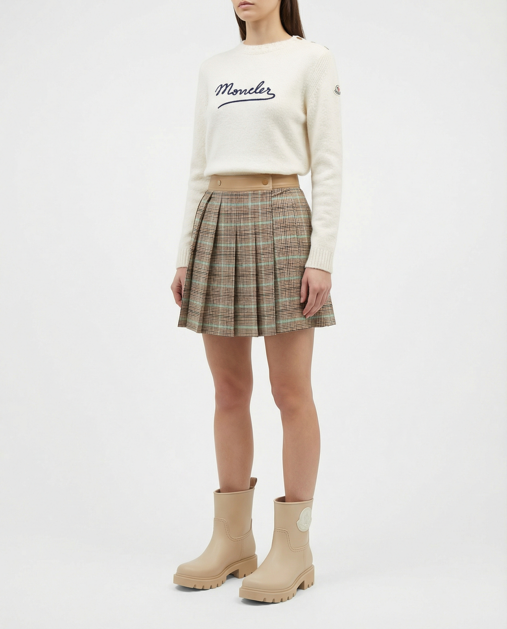 Оригінальна Checked Pleated Mini Skirt Moncler – вид ззаду