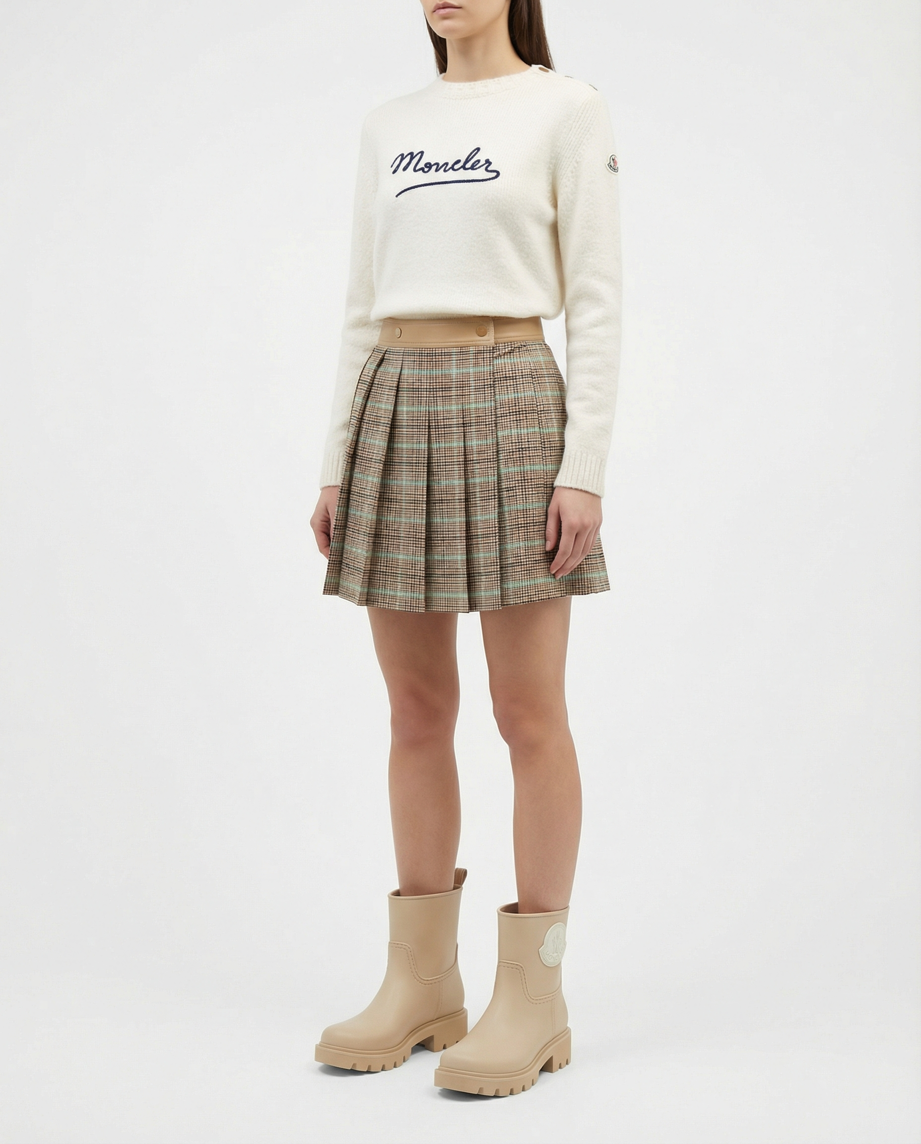 Оригінальна Checked Pleated Mini Skirt Moncler – вид ззаду