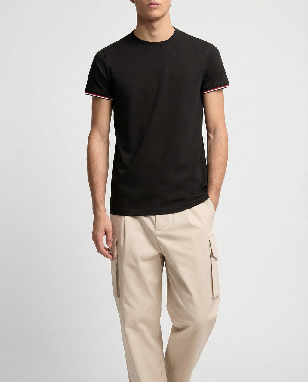 Tricolor Trimmed Cotton T Shirt Moncler – Гарантія оригінальності – вид ззаду