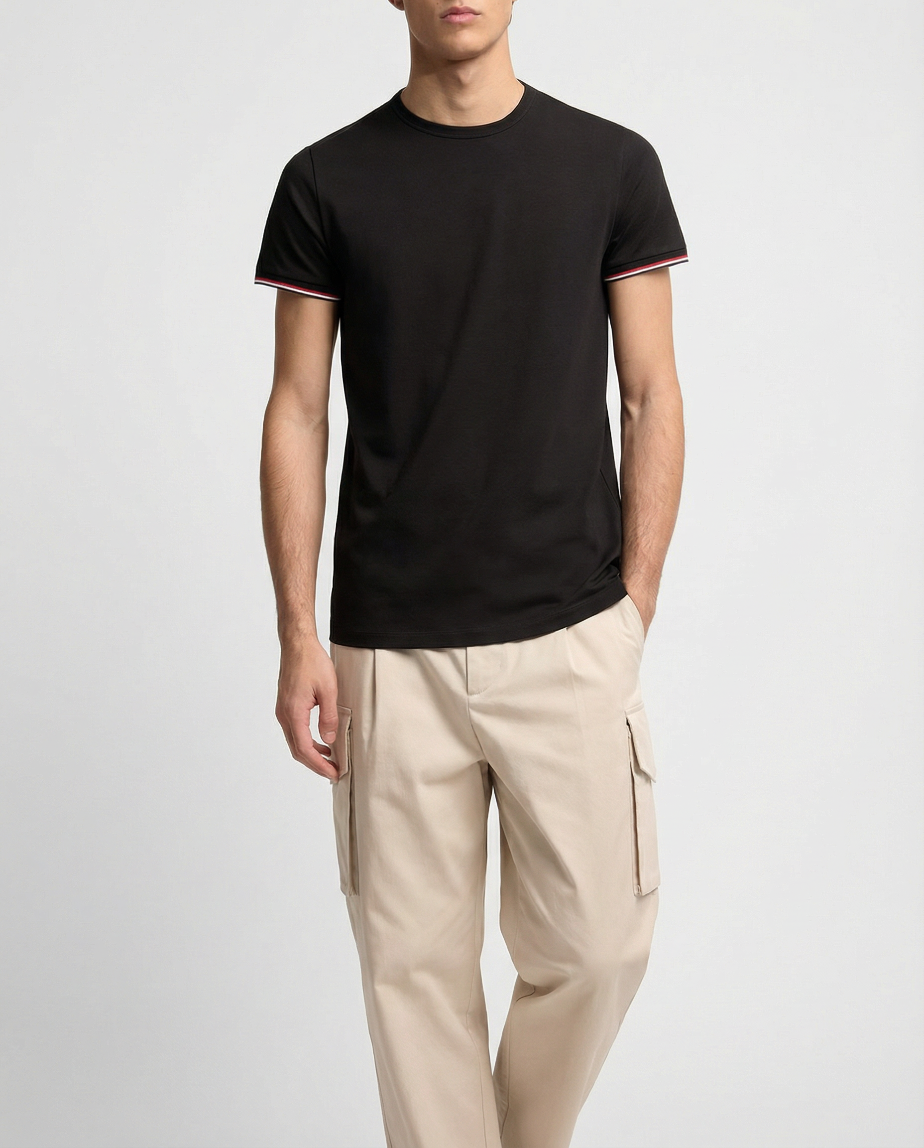 Tricolor Trimmed Cotton T Shirt Moncler – Гарантія оригінальності – вид ззаду
