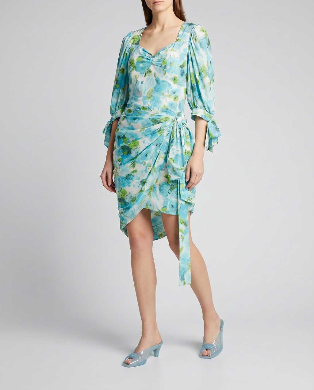 Draped Floral Print Silk Mini Dress Chloe оригінал – Купити в Україні – вид ззаду