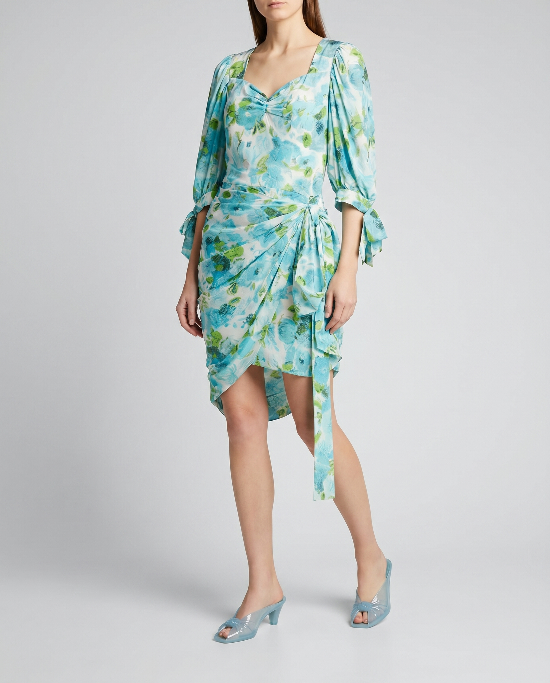 Draped Floral Print Silk Mini Dress Chloe оригінал – Купити в Україні – вид ззаду
