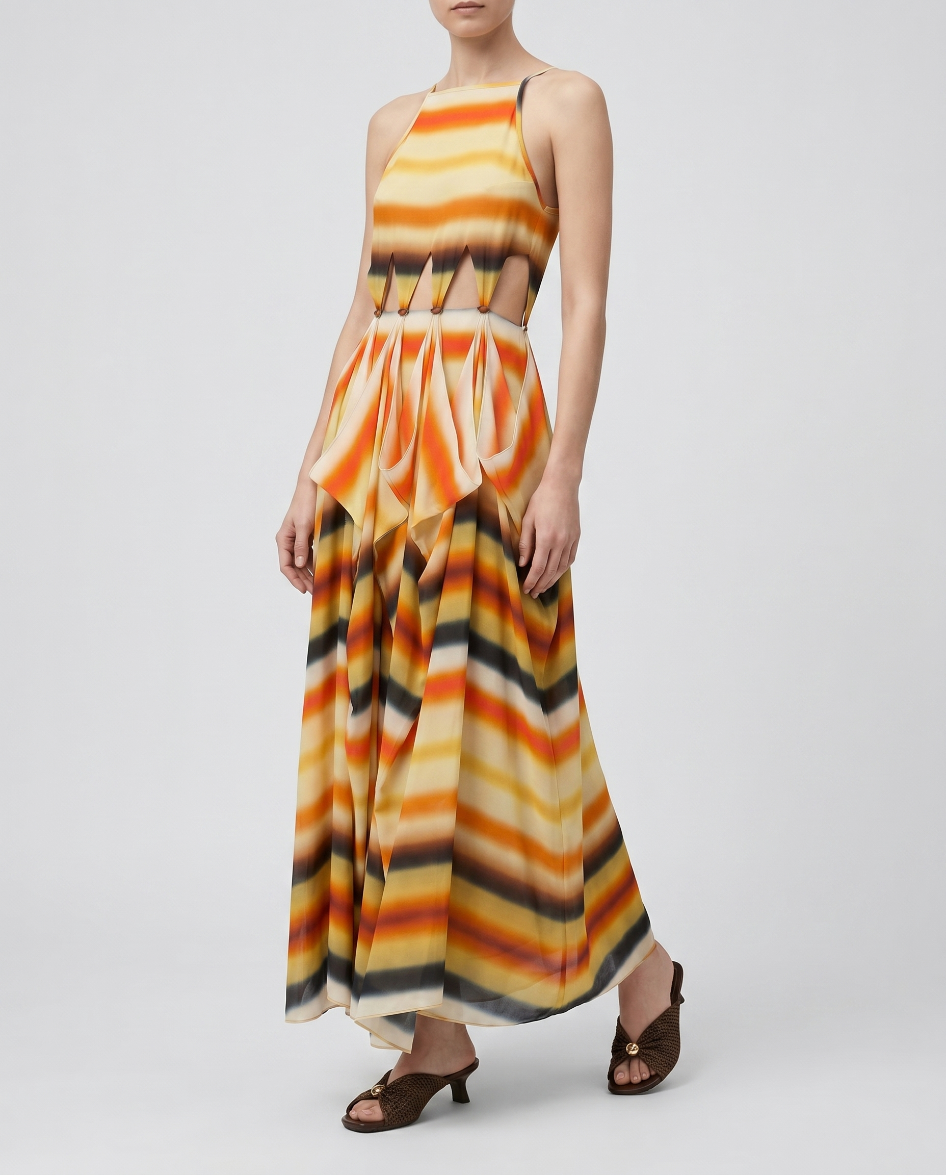 Striped Silk Long Dress Loewe – Гарантія оригінальності – вид ззаду