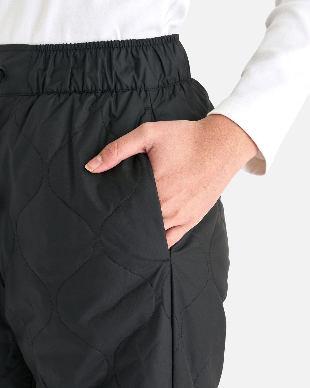 High Waisted Open-Hem Quilted Trousers In Black Nike оригінал – Купити в Україні – збільшений вид