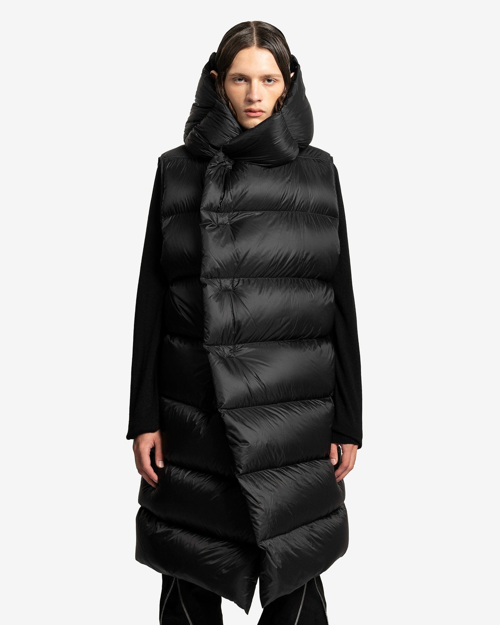 Оригінальна Hooded Liner Jacket In Black Rick owens – боковий вид