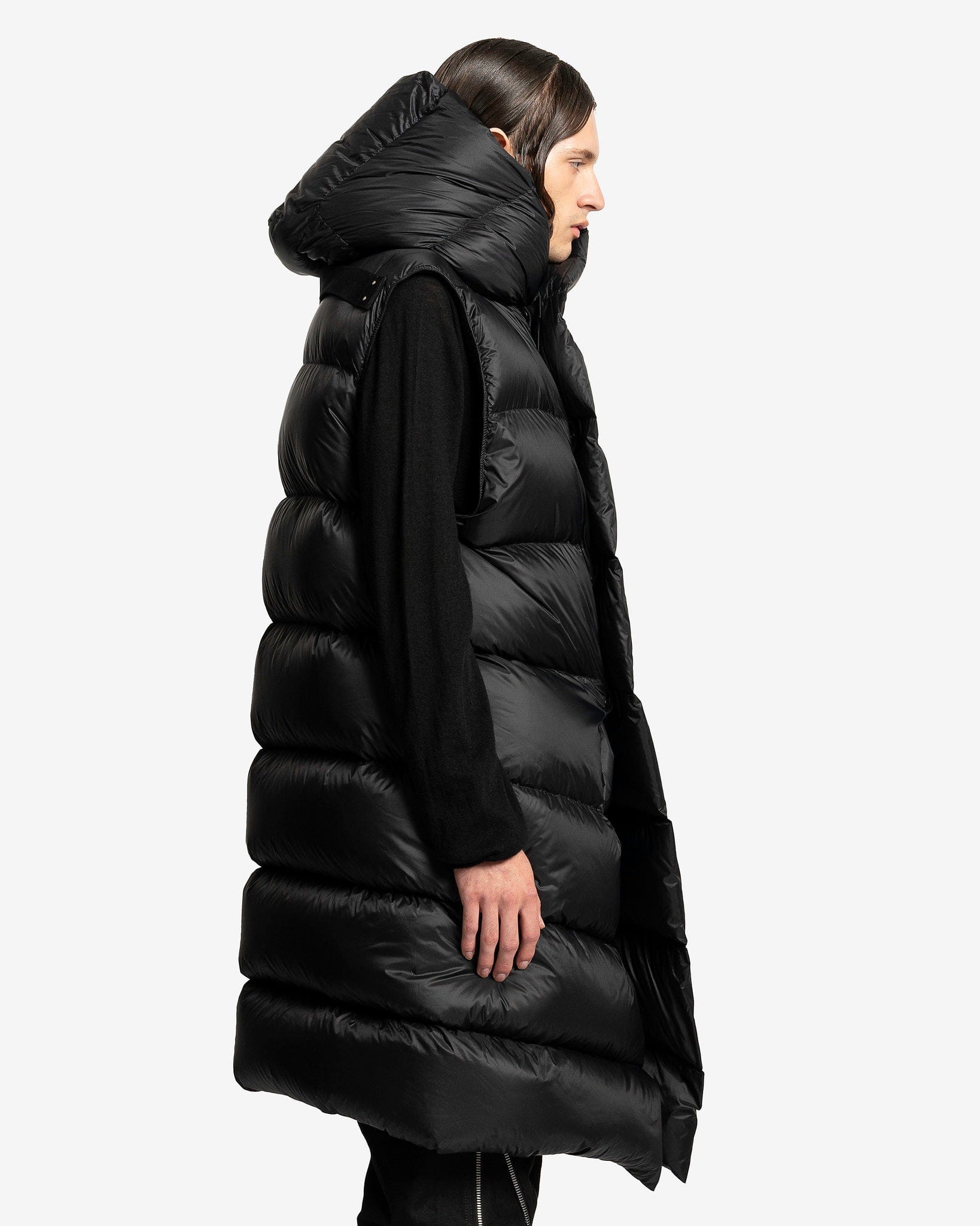 Оригінальна Hooded Liner Jacket In Black Rick owens – вид ззаду