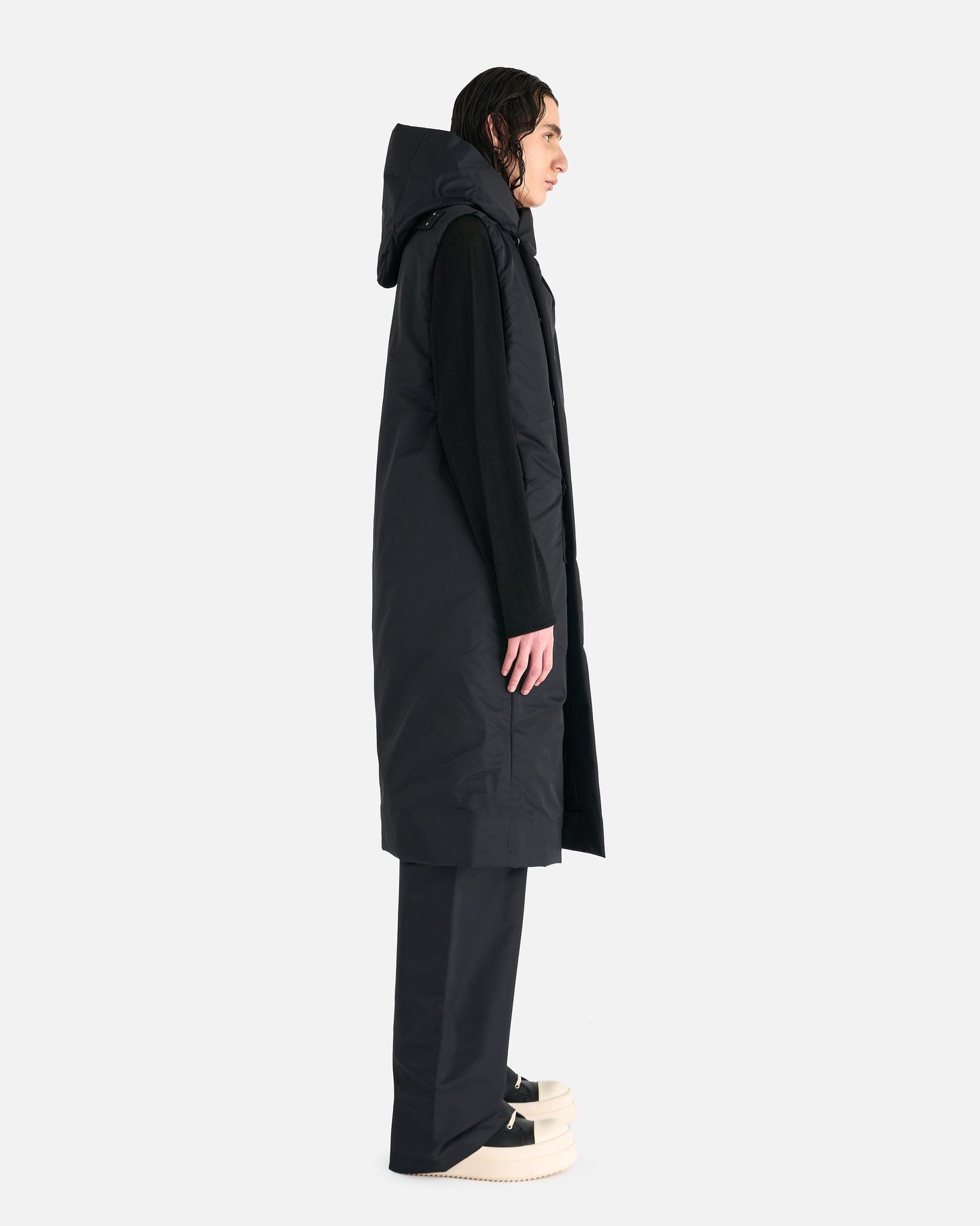 Оригінальна Hooded Liner Jacket In Black Rick owens – вид ззаду