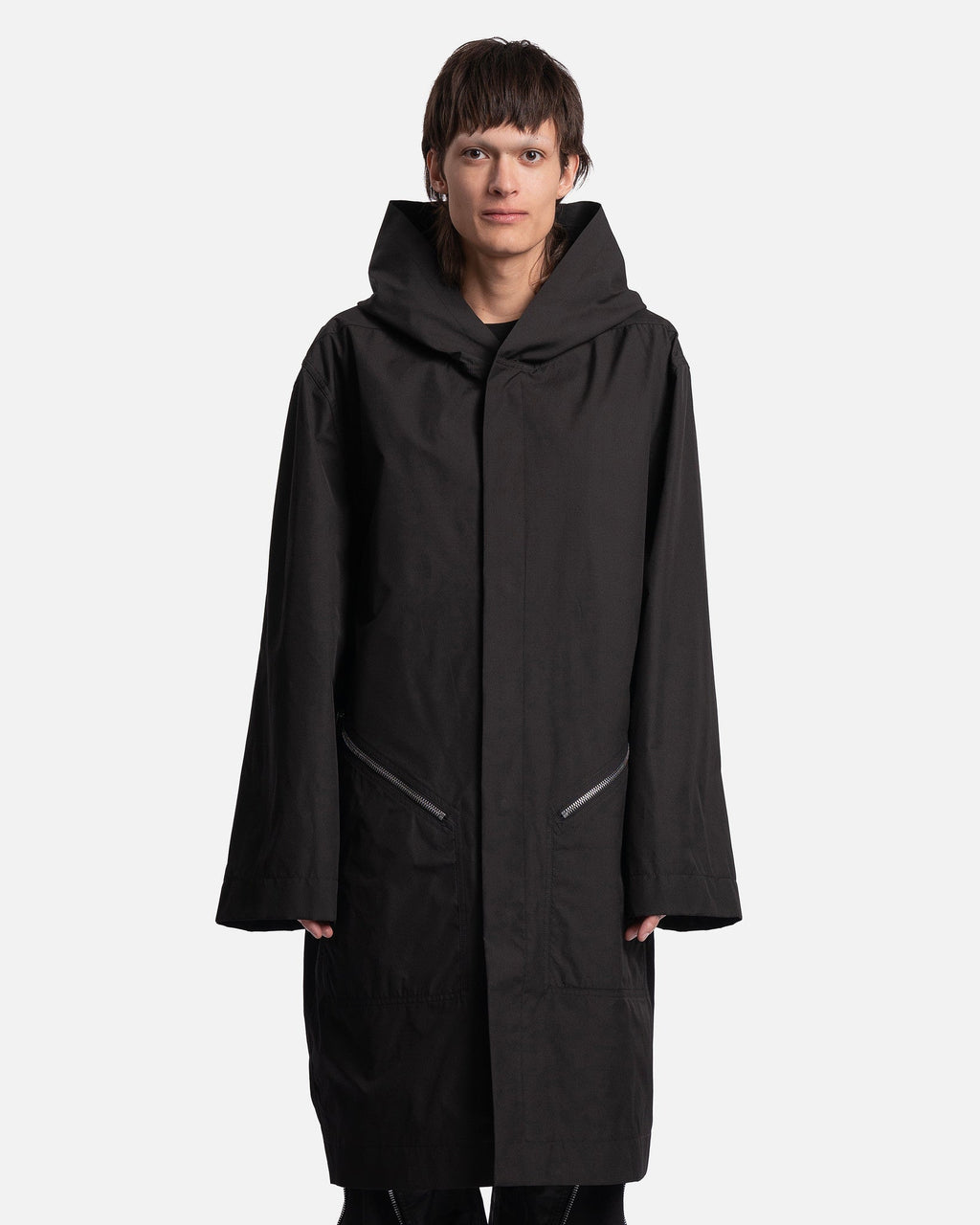 Hooded Raincoat In Black Rick owens – Гарантія оригінальності – боковий вид
