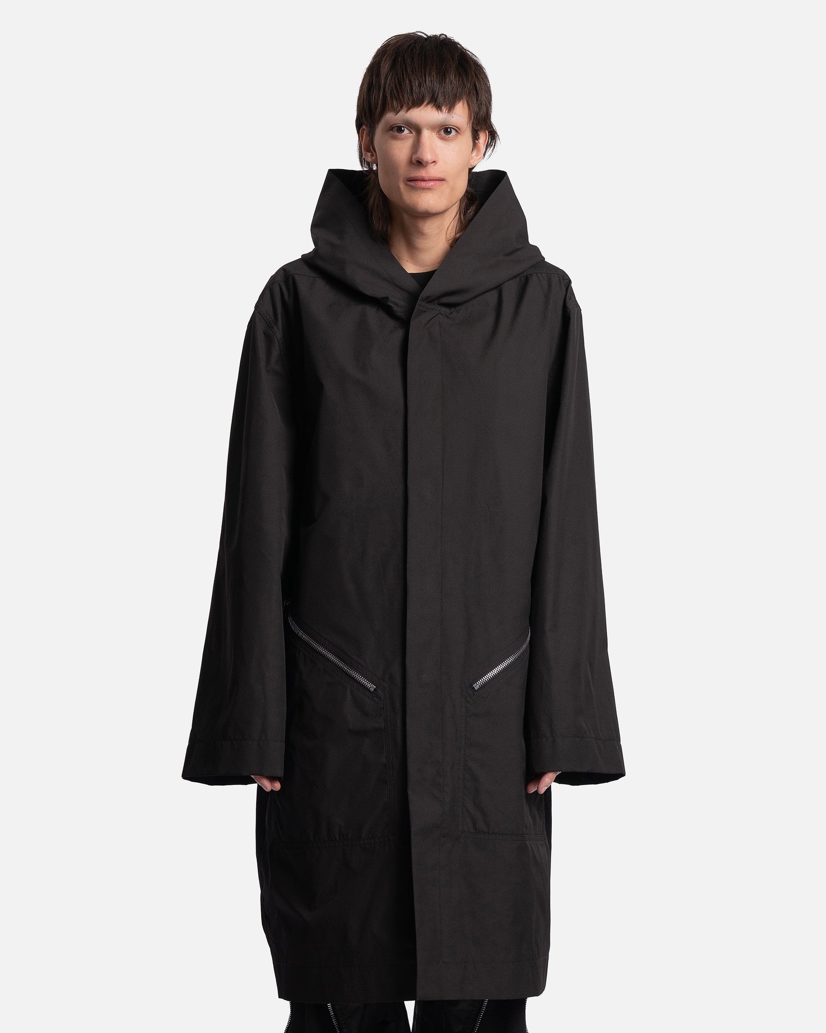 Hooded Raincoat In Black Rick owens – Гарантія оригінальності – боковий вид