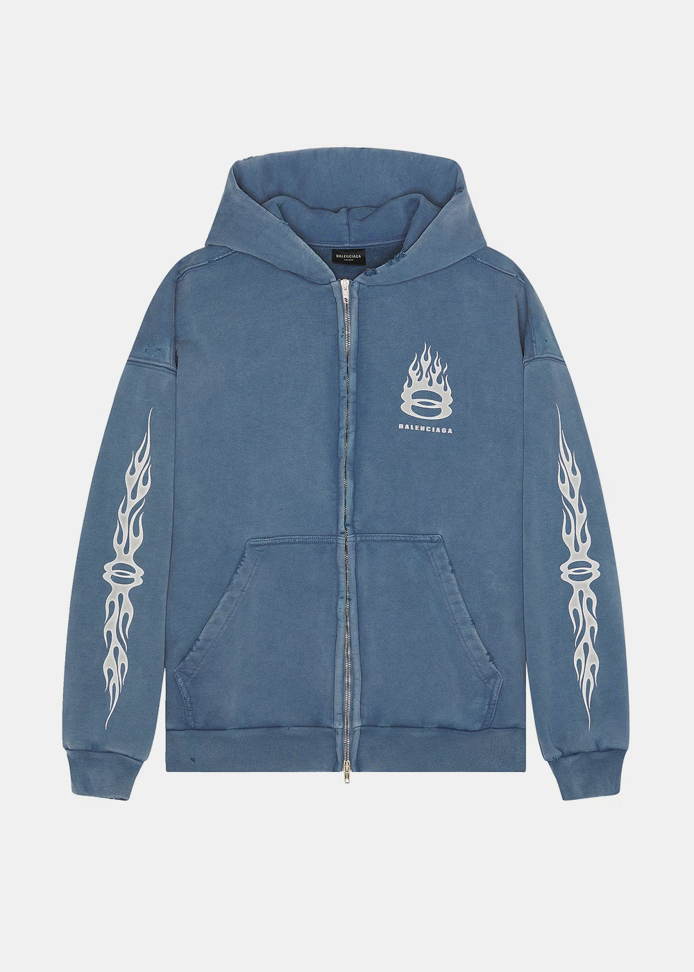 Оригінальна Washed Blue Burning Unity Zip-Up Hoodie Balenciaga – боковий вид