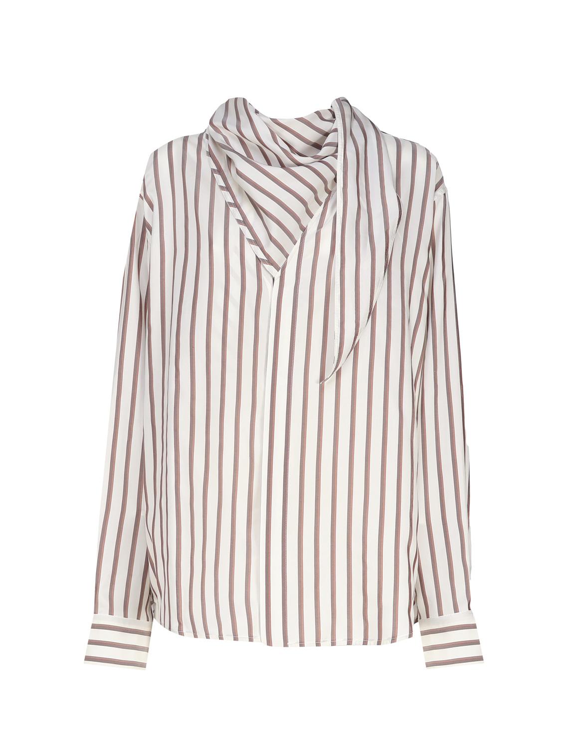 Оригінальна Camicia A Righe In Seta Con Collo Foulard Bottega veneta – боковий вид