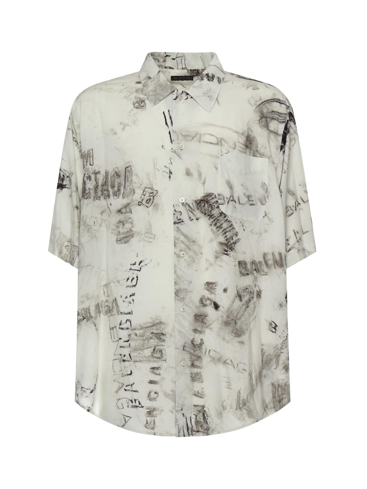 Camicia Con Stampa In Popeline DI Viscosa Balenciaga оригінал – Купити в Україні – боковий вид