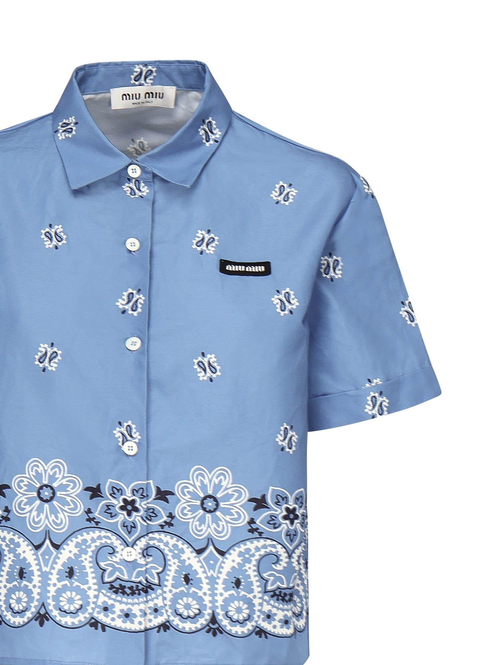 Оригінальна Camicia In Popeline Fiammato Con Stampa Miu miu – вид ззаду