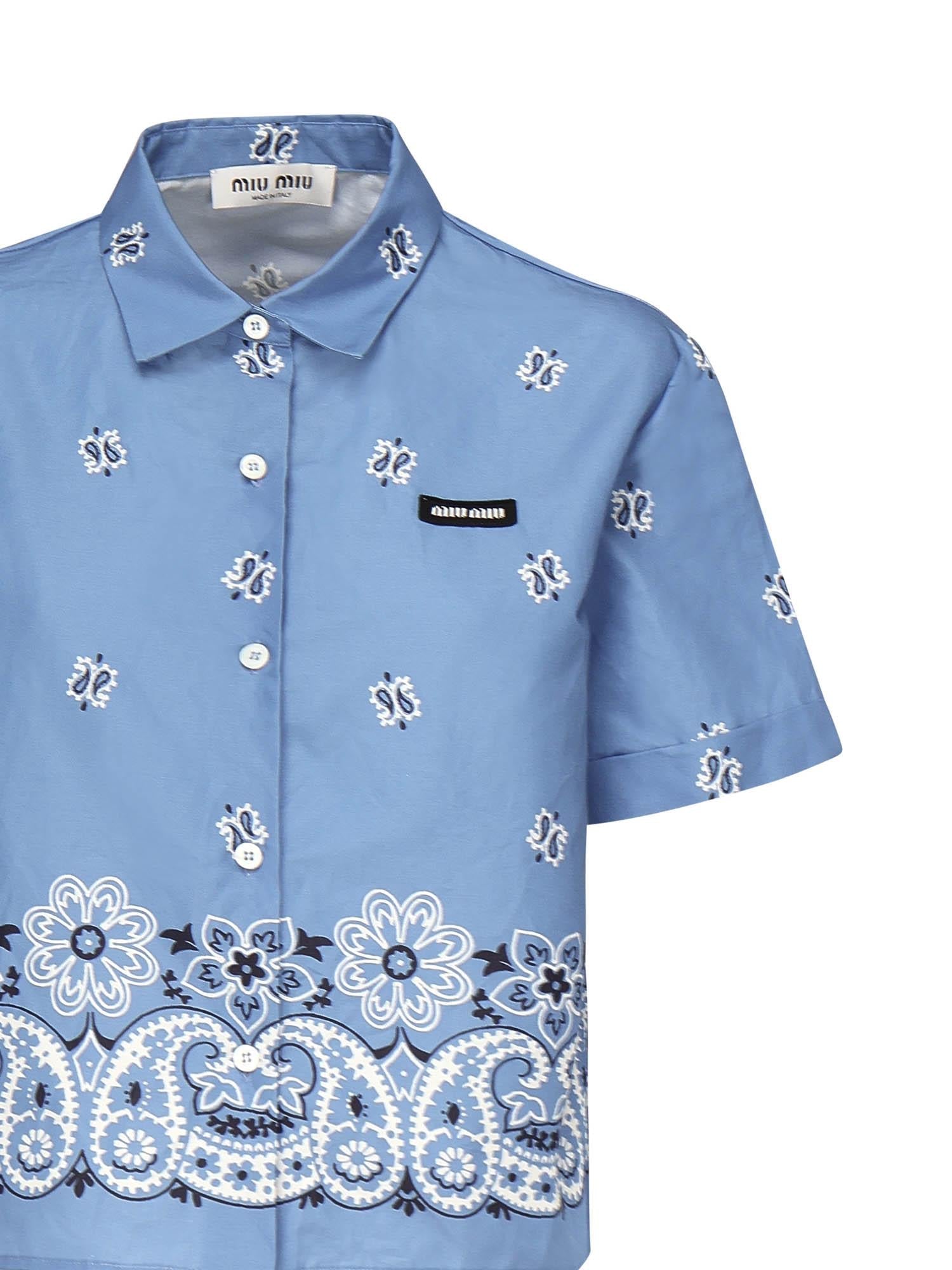 Оригінальна Camicia In Popeline Fiammato Con Stampa Miu miu – вид ззаду