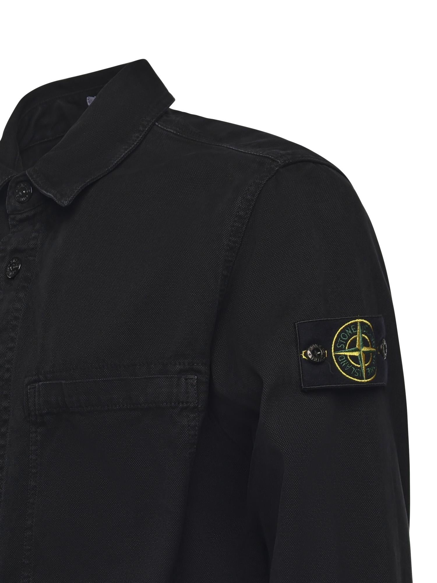 Оригінальна Overshirt In Cotone Biologico Con Logo Stone island – вид ззаду
