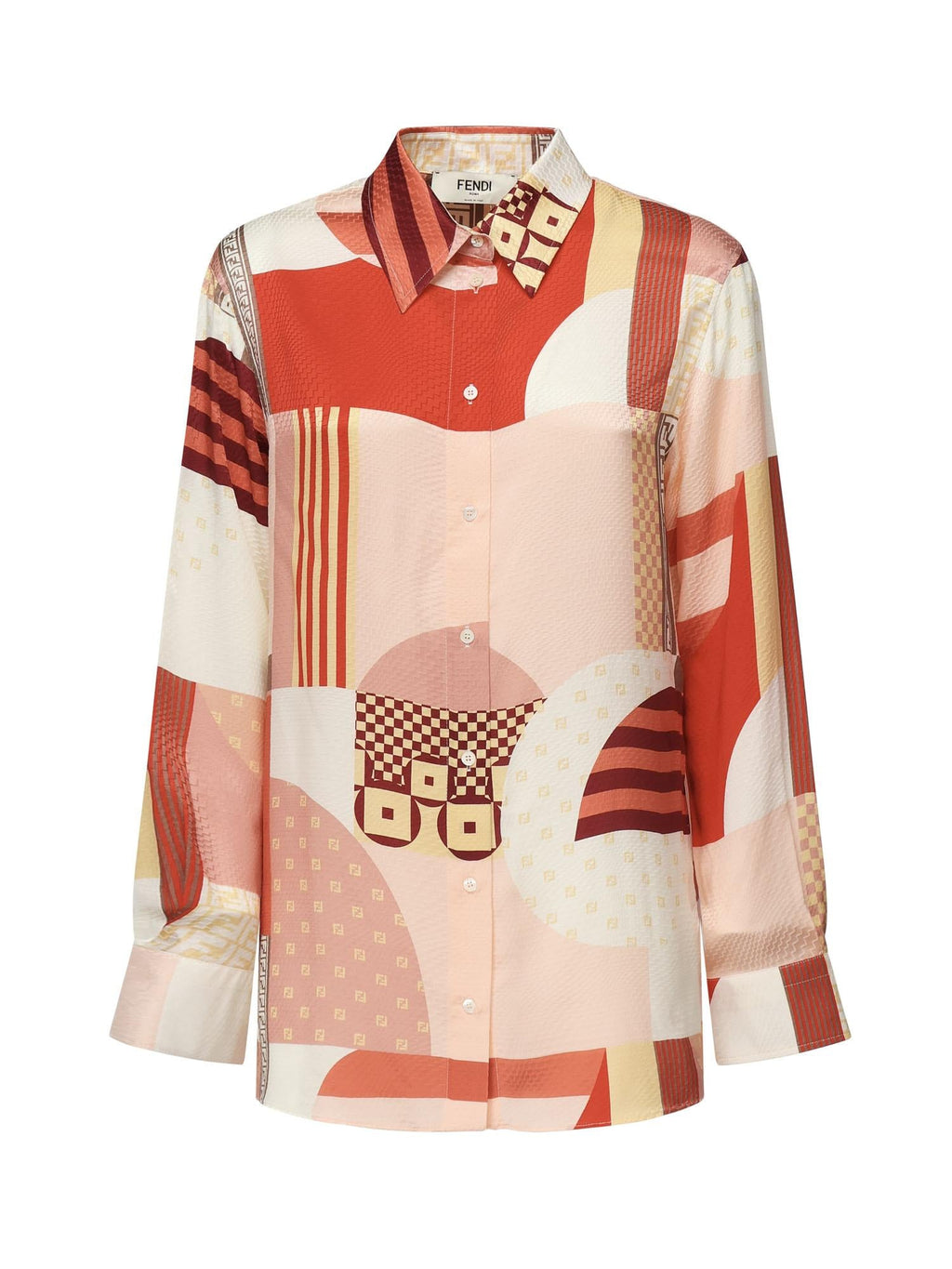 Camicia In Seta Con Stampa Patchwork Fendi оригінал – Купити в Україні – боковий вид