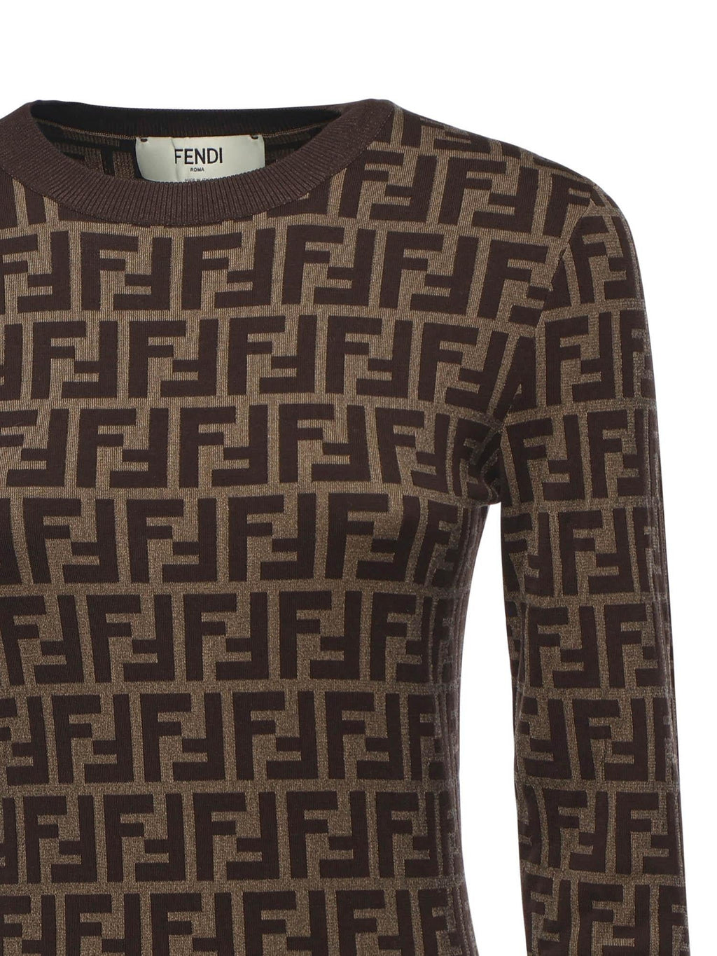 Abito In Cotone Con Stampa Logo All-Over Fendi – Гарантія оригінальності – вид ззаду