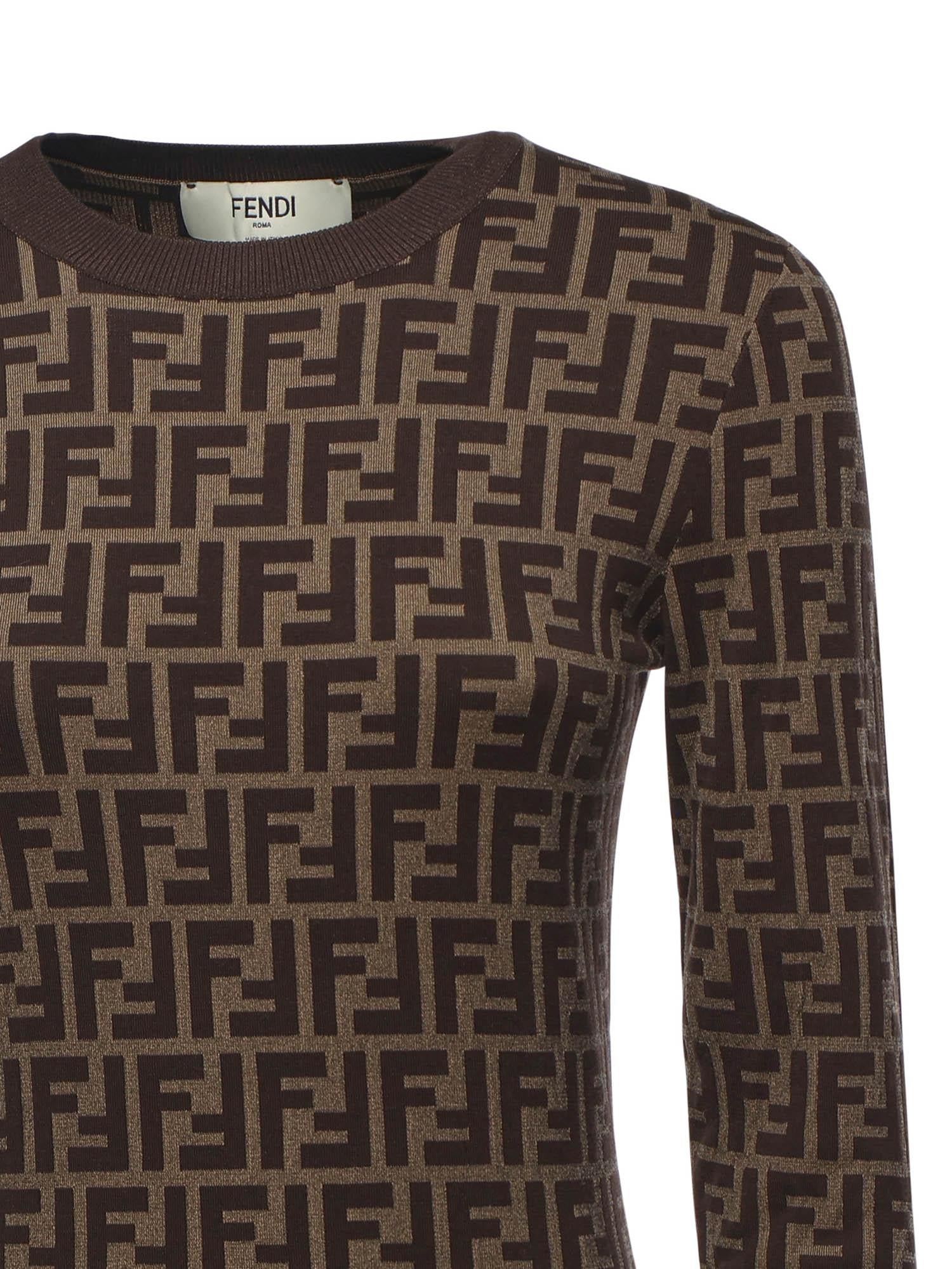 Abito In Cotone Con Stampa Logo All-Over Fendi – Гарантія оригінальності – вид ззаду