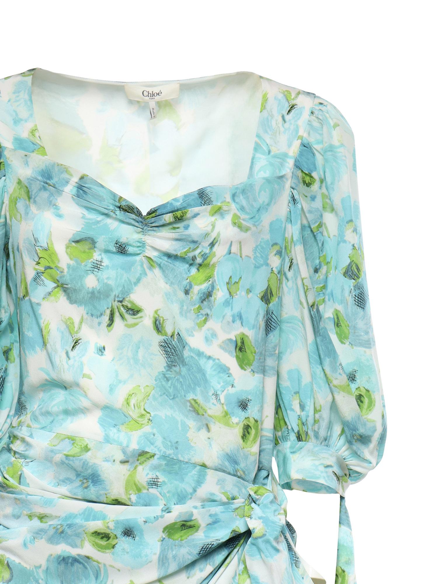 Mini Abito Drappeggiato In Seta Con Stampa Floreale Chloe – Гарантія оригінальності – вид ззаду