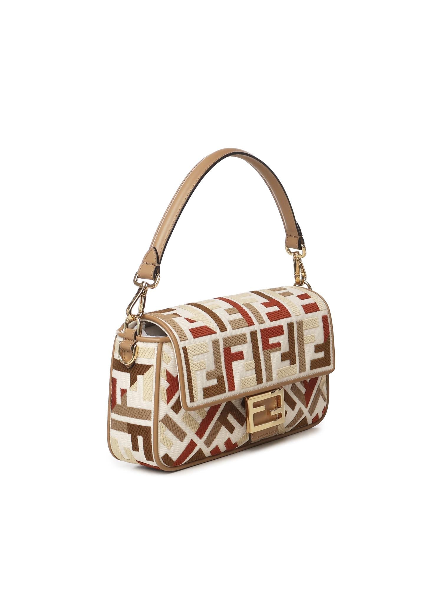 Оригінальна Borsa Baguette In Canvas Ff Jacquard Fendi – вид ззаду