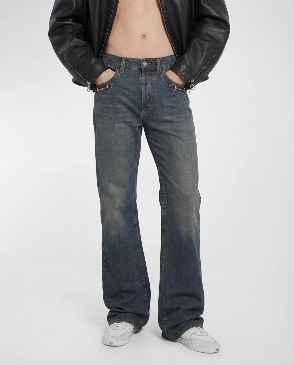 Denim Jeans With Horsebit Detail Gucci оригінал – Купити в Україні – вид ззаду