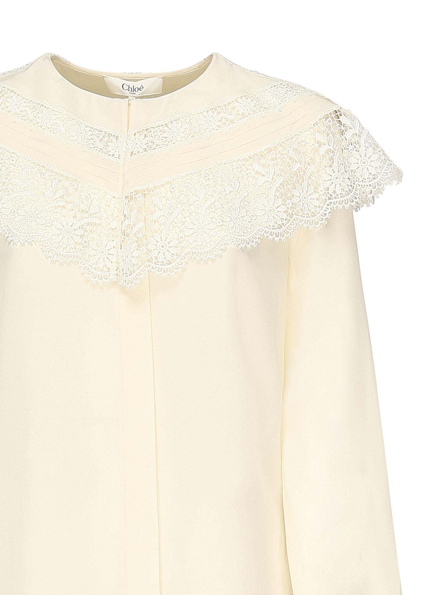 Оригінальна Blusa Arricciata In Seta E Pizzo Chloe – вид ззаду