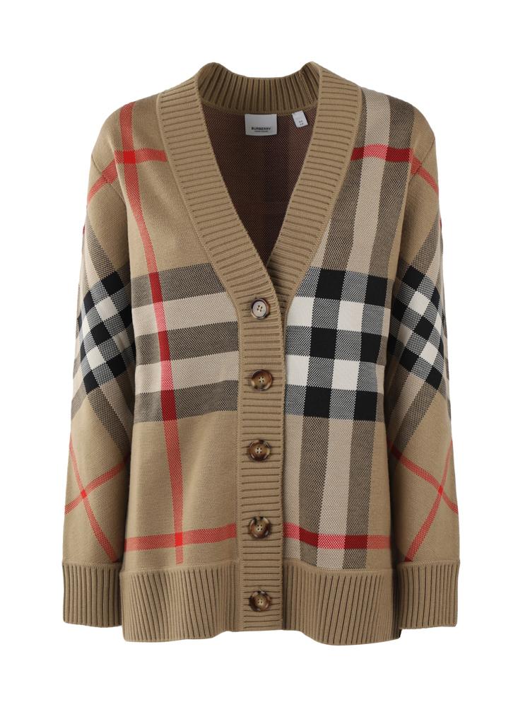 Cardigan In Misto Lana Check Burberry оригінал – Купити в Україні – боковий вид