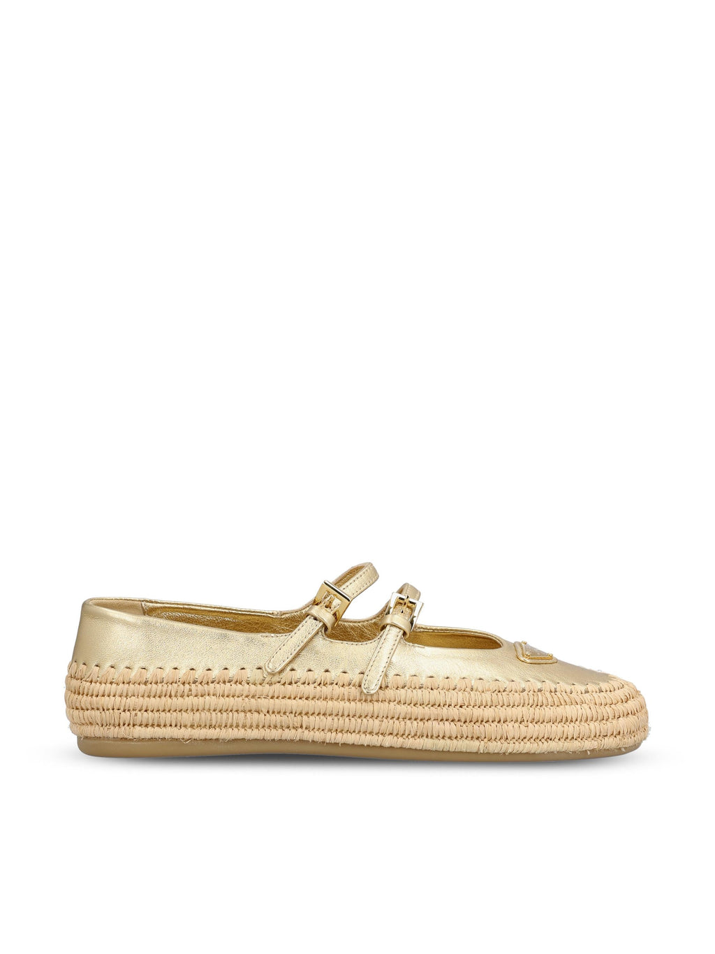 Leather And Raffia Ballerinas Prada – Гарантія оригінальності – боковий вид