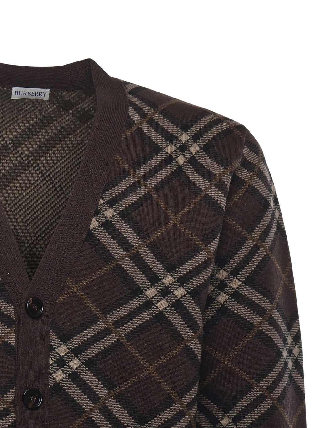 Cardigan In Lana E Cashmere Check Burberry оригінал – Купити в Україні – вид ззаду