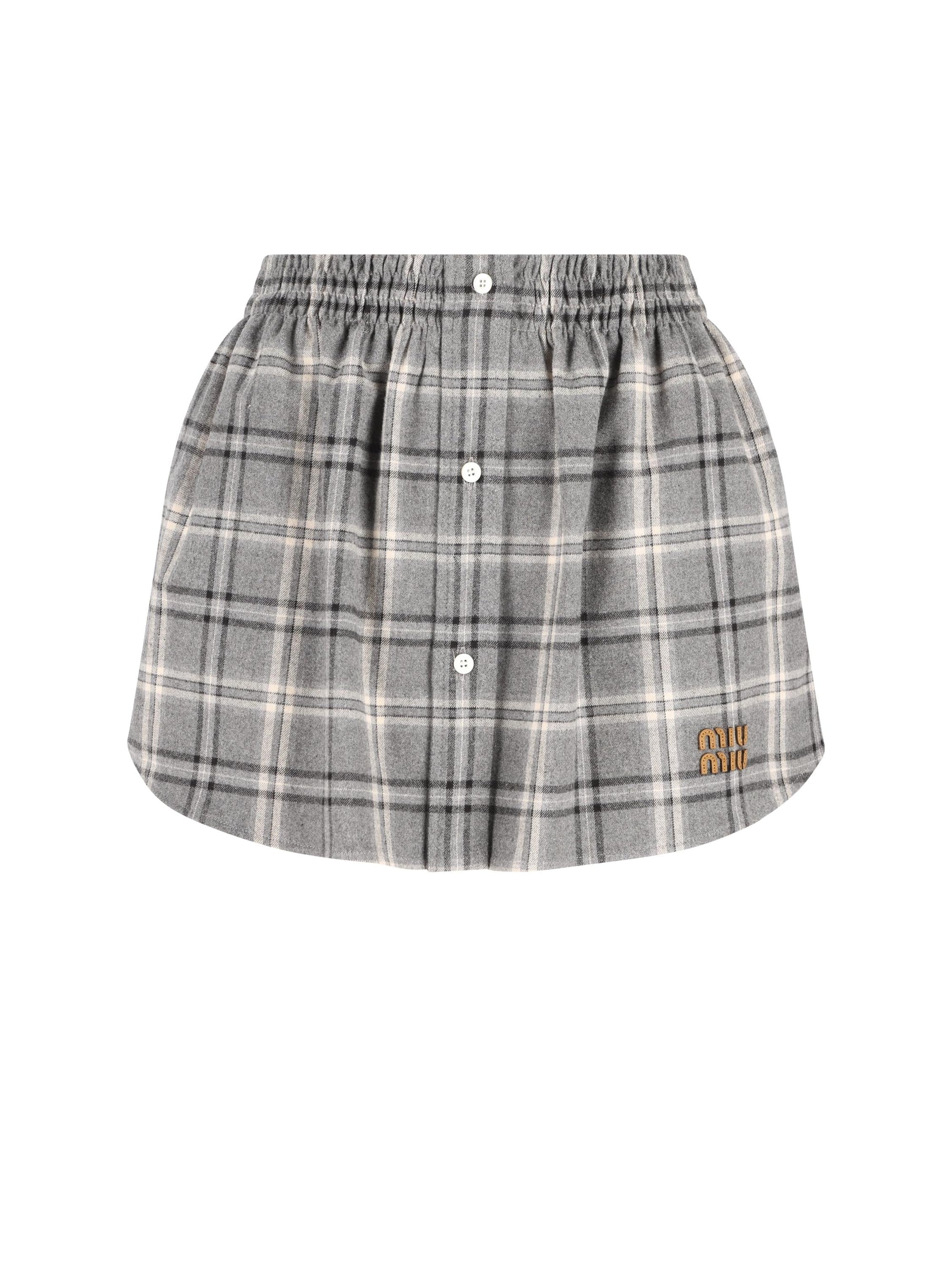 Mini Skirt In Check Flannel Miu miu оригінал – Купити в Україні – боковий вид