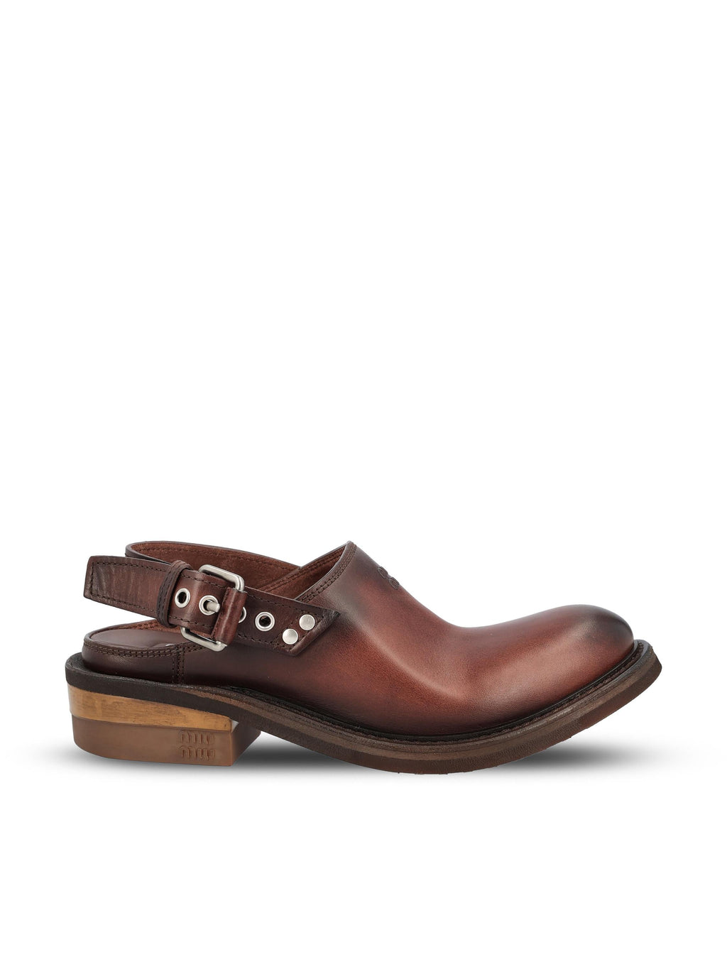 Foule Leather Mules Miu miu – Гарантія оригінальності – вид ззаду
