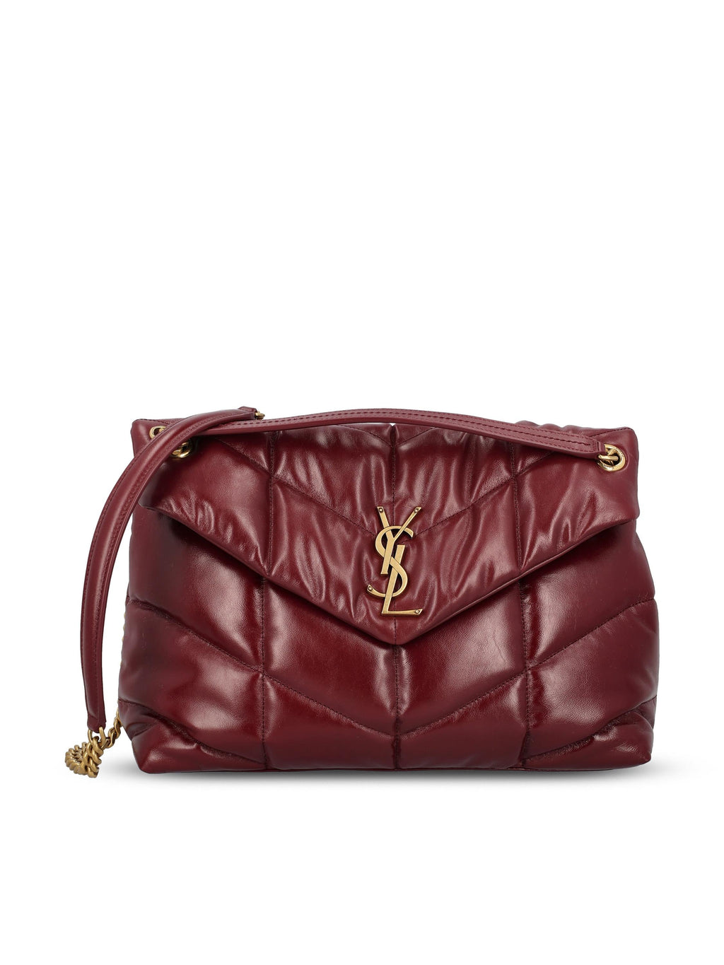 Puffer Bag Medium In Glossy Leather Saint laurent – Гарантія оригінальності – боковий вид