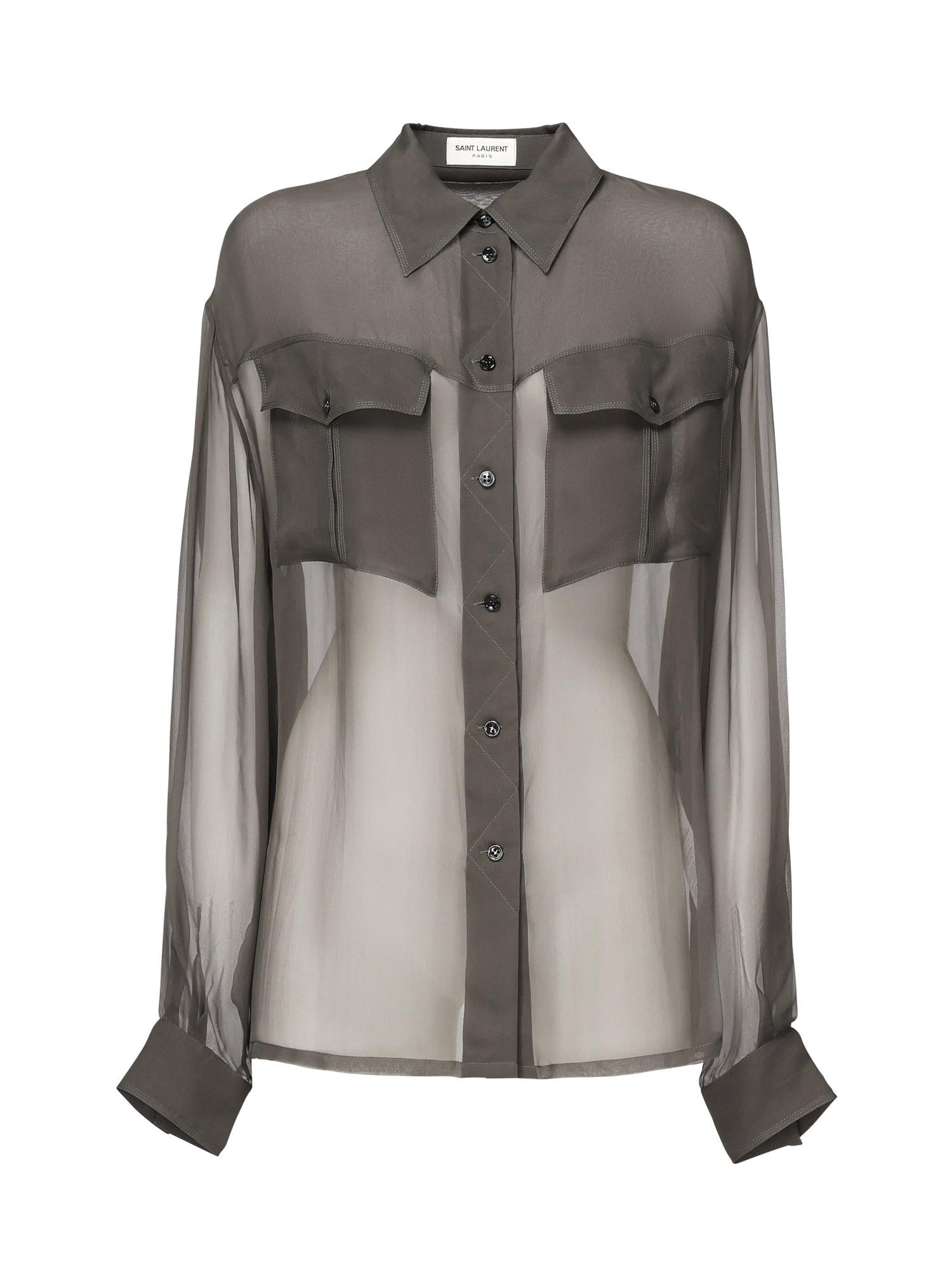 Camicia In Chiffon Trasparente Saint laurent оригінал – Купити в Україні – боковий вид