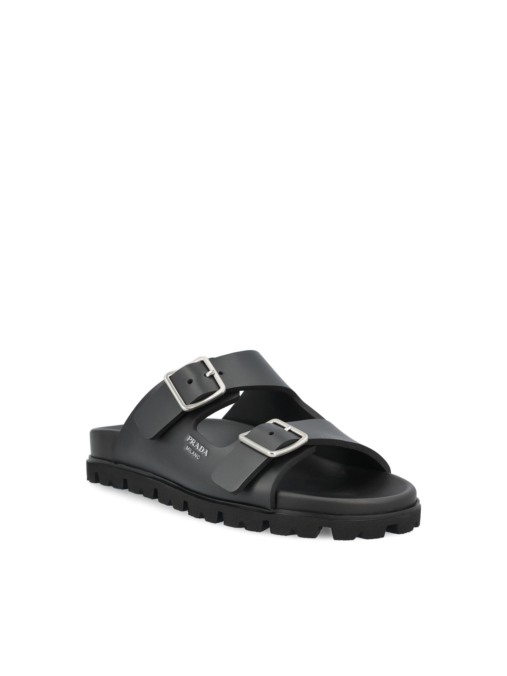 Leather Slider Sandals Prada – Гарантія оригінальності – вид ззаду