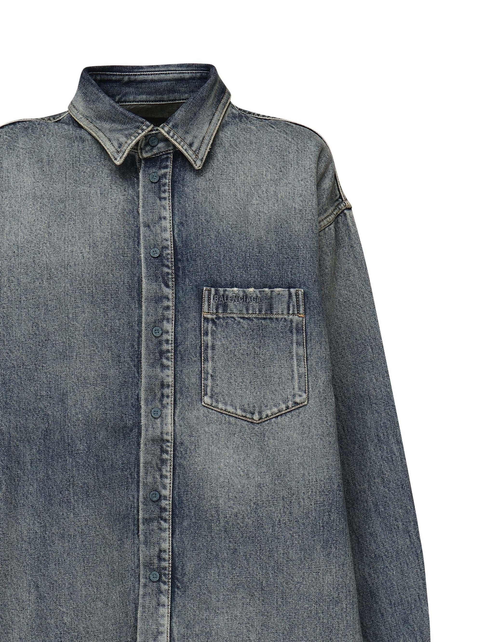 Camicia In Cotone Con Tasca Sul Petto Balenciaga оригінал – Купити в Україні – вид ззаду