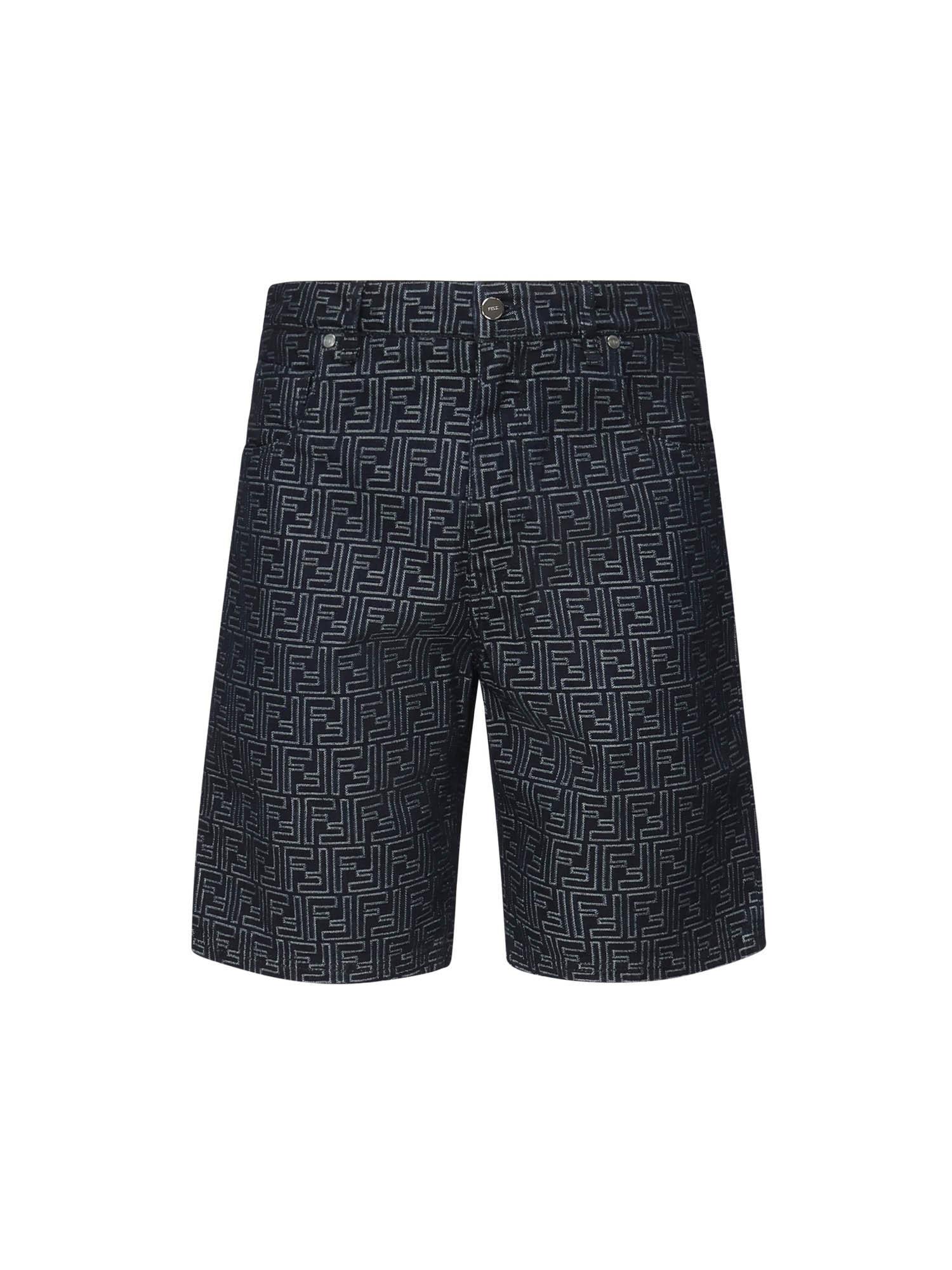 Pantaloncini In Denim Ff Jacquard Fendi – Гарантія оригінальності – боковий вид