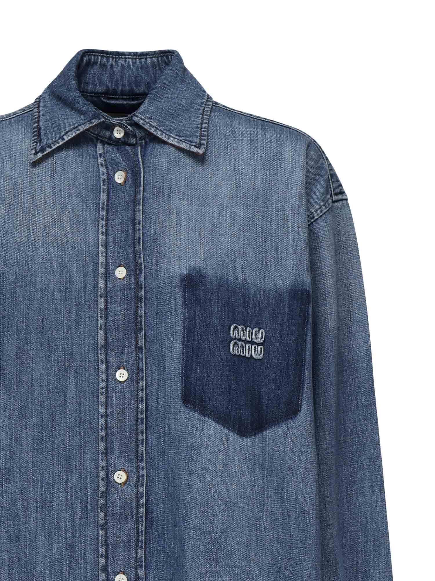 Оригінальна Camicia In Denim Con Logo Miu miu – вид ззаду