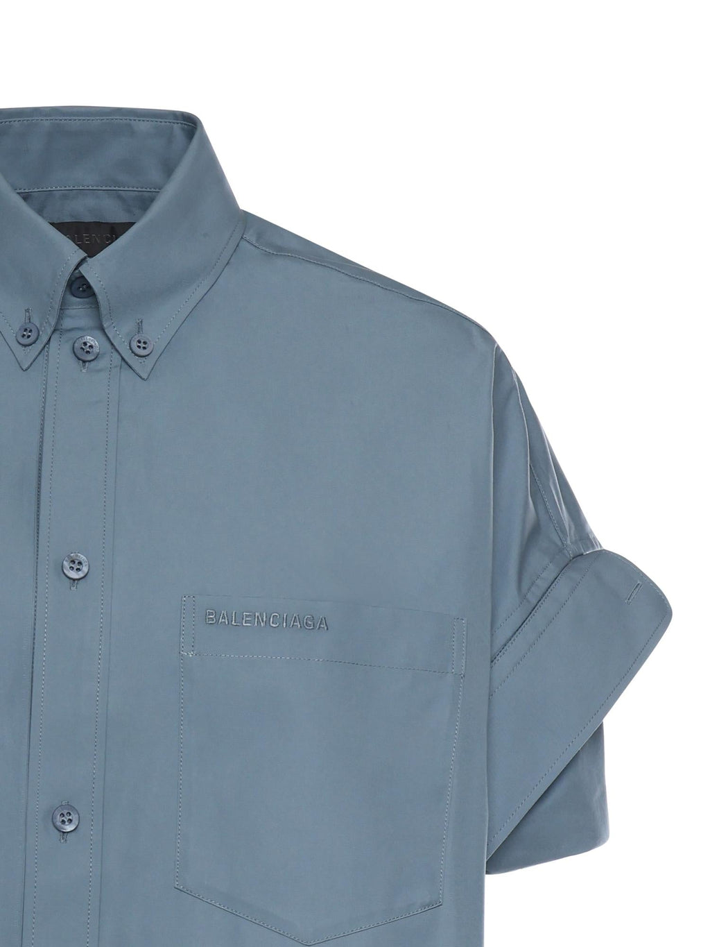 Оригінальна Camicia Con Maniche Con Risvolto In Popeline DI Cotone Balenciaga – вид ззаду