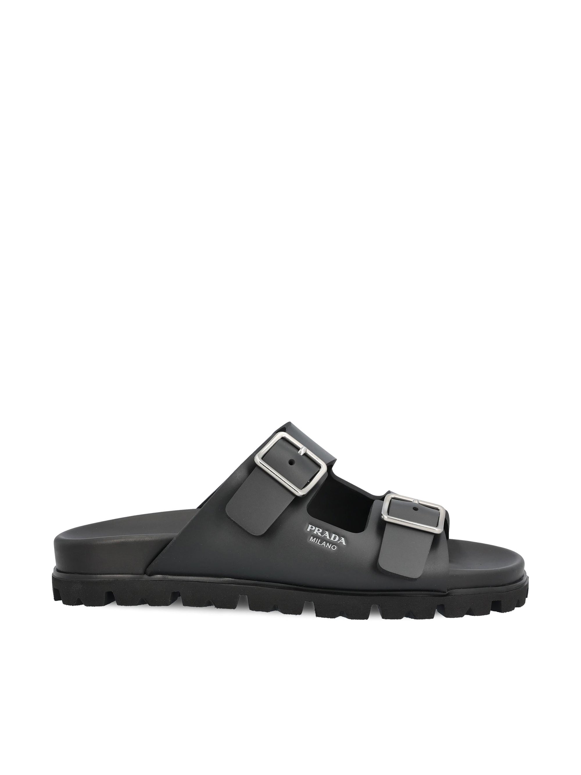 Leather Slider Sandals Prada – Гарантія оригінальності – боковий вид