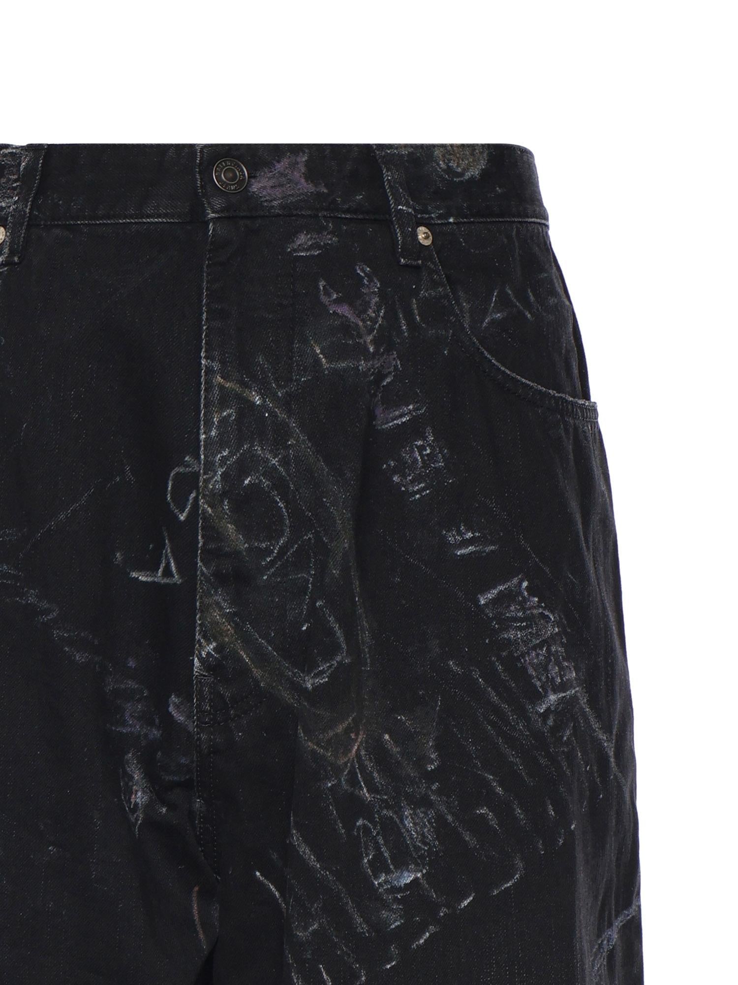 Pantaloni Baggy Minimal In Denim DI Cotone Washed Crayon Allover Balenciaga оригінал – Купити в Україні – вид ззаду