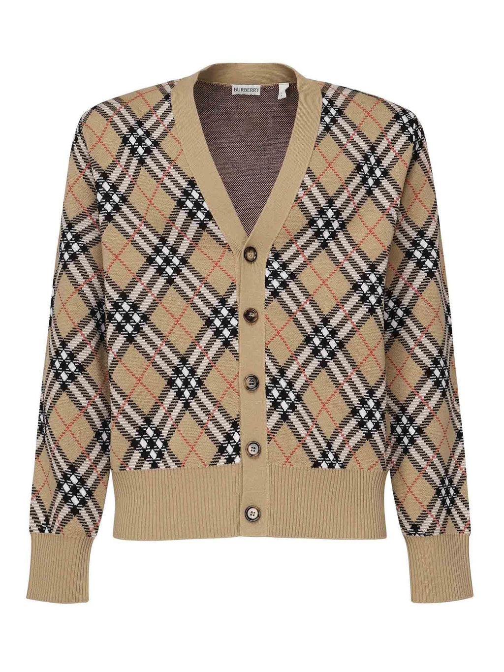 Cardigan In Misto Lana E Mohair Check Burberry – Гарантія оригінальності – боковий вид