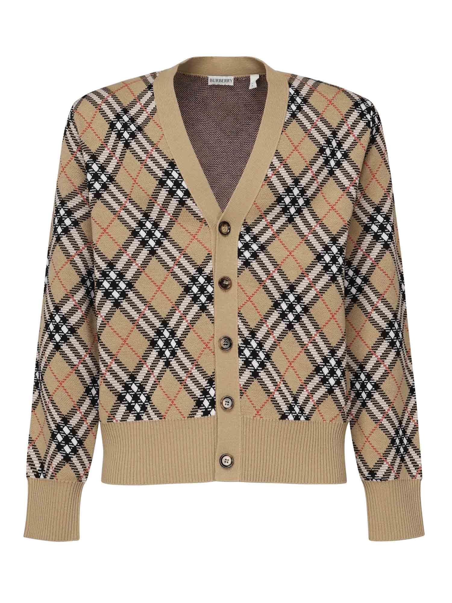 Cardigan In Misto Lana E Mohair Check Burberry – Гарантія оригінальності – боковий вид