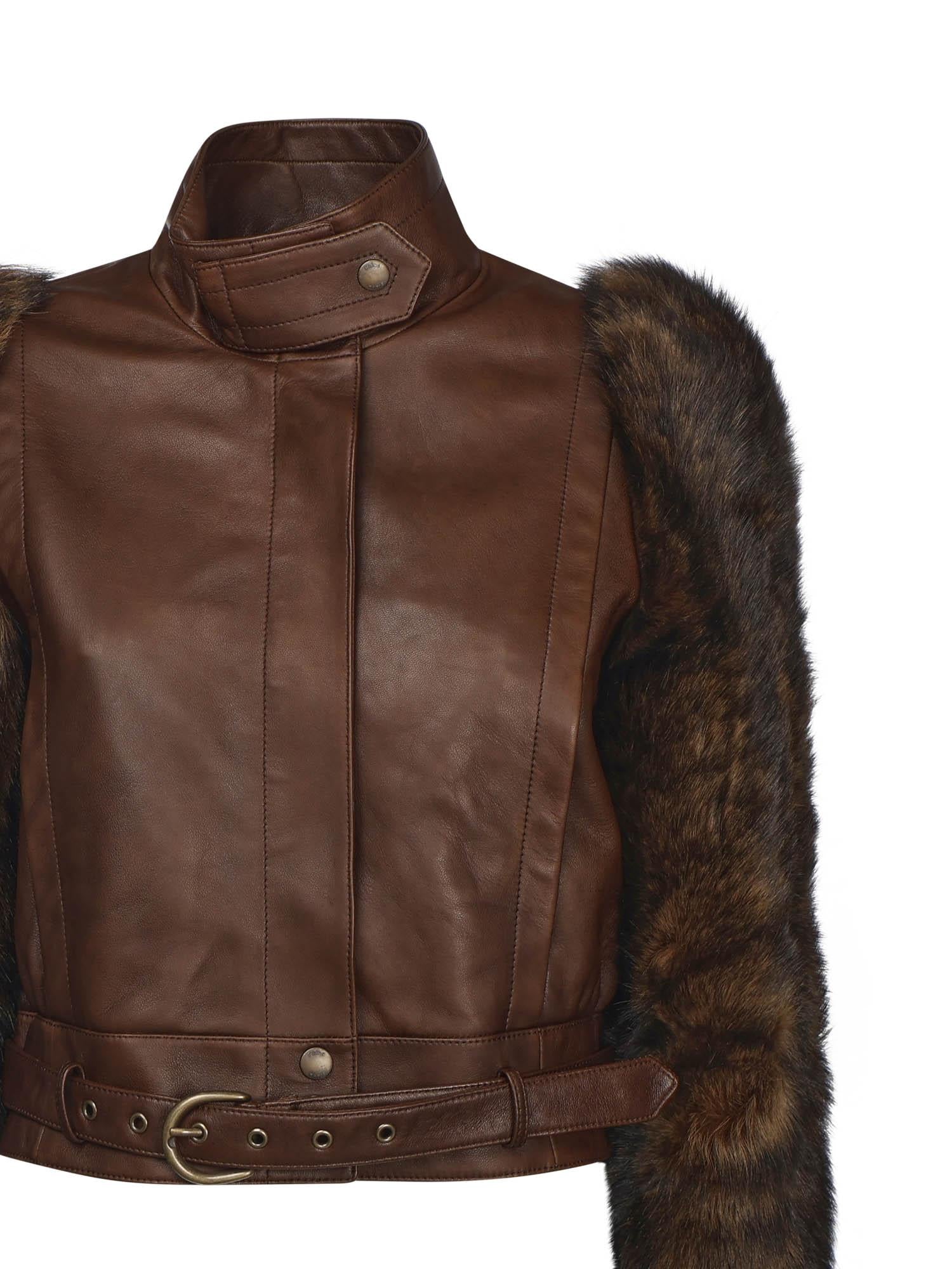 Оригінальна Giacca Cropped In Pelle Chloe – вид ззаду
