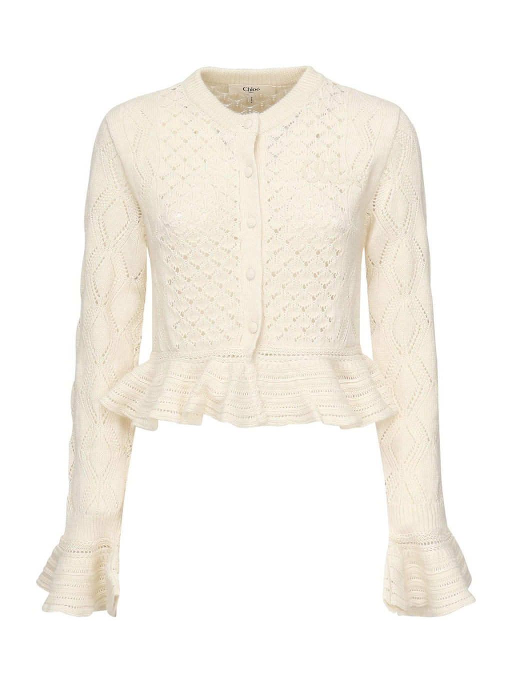 Cardigan Cropped Con Logo E Volant Chloe оригінал – Купити в Україні – боковий вид