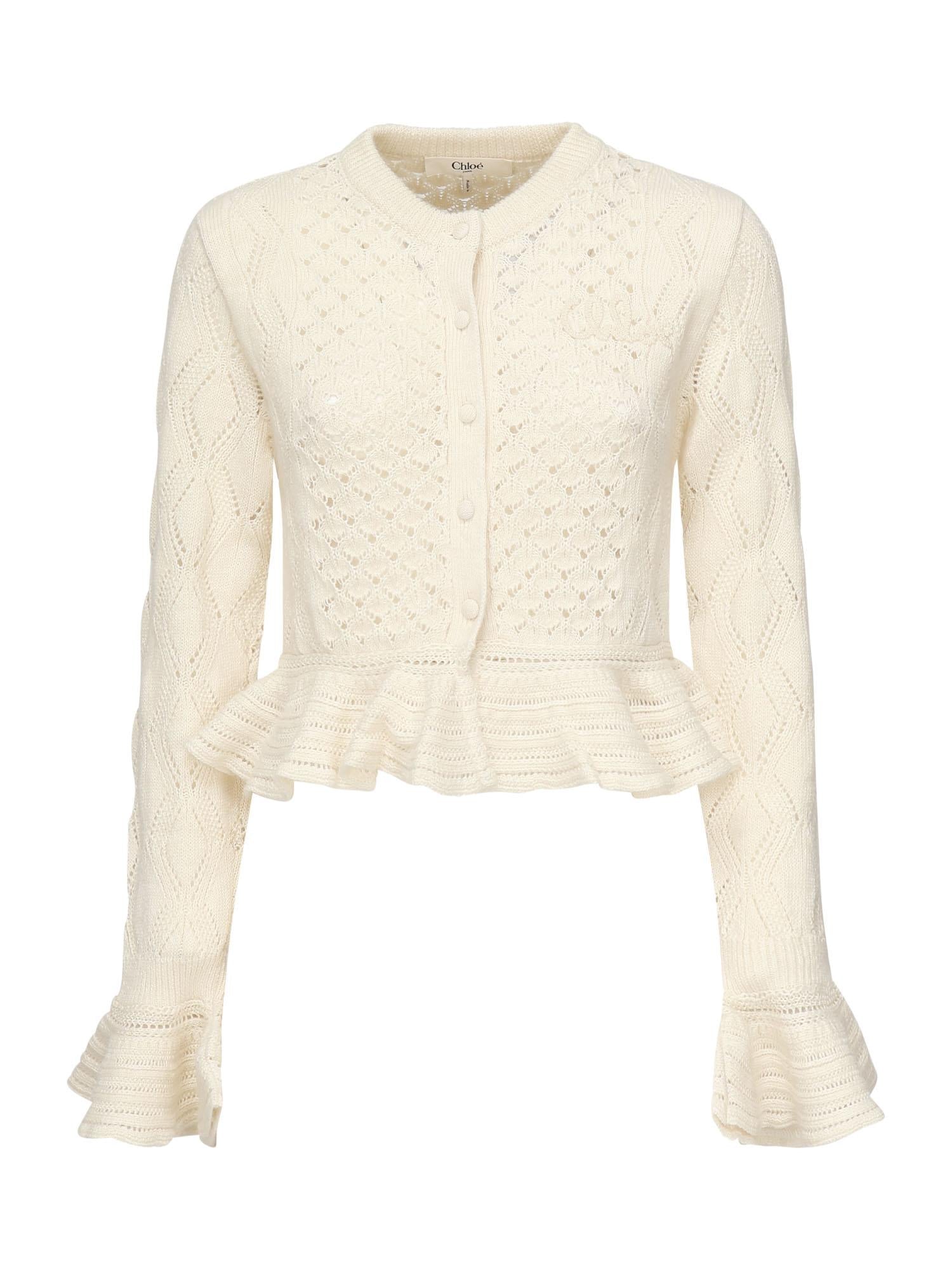 Cardigan Cropped Con Logo E Volant Chloe оригінал – Купити в Україні – боковий вид
