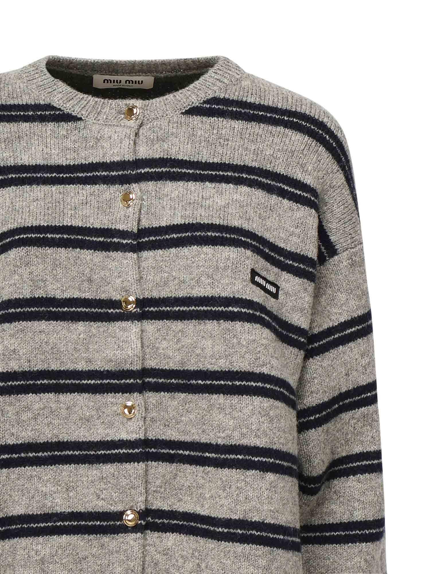 Cardigan In Maglia Shetland Miu miu – Гарантія оригінальності – вид ззаду