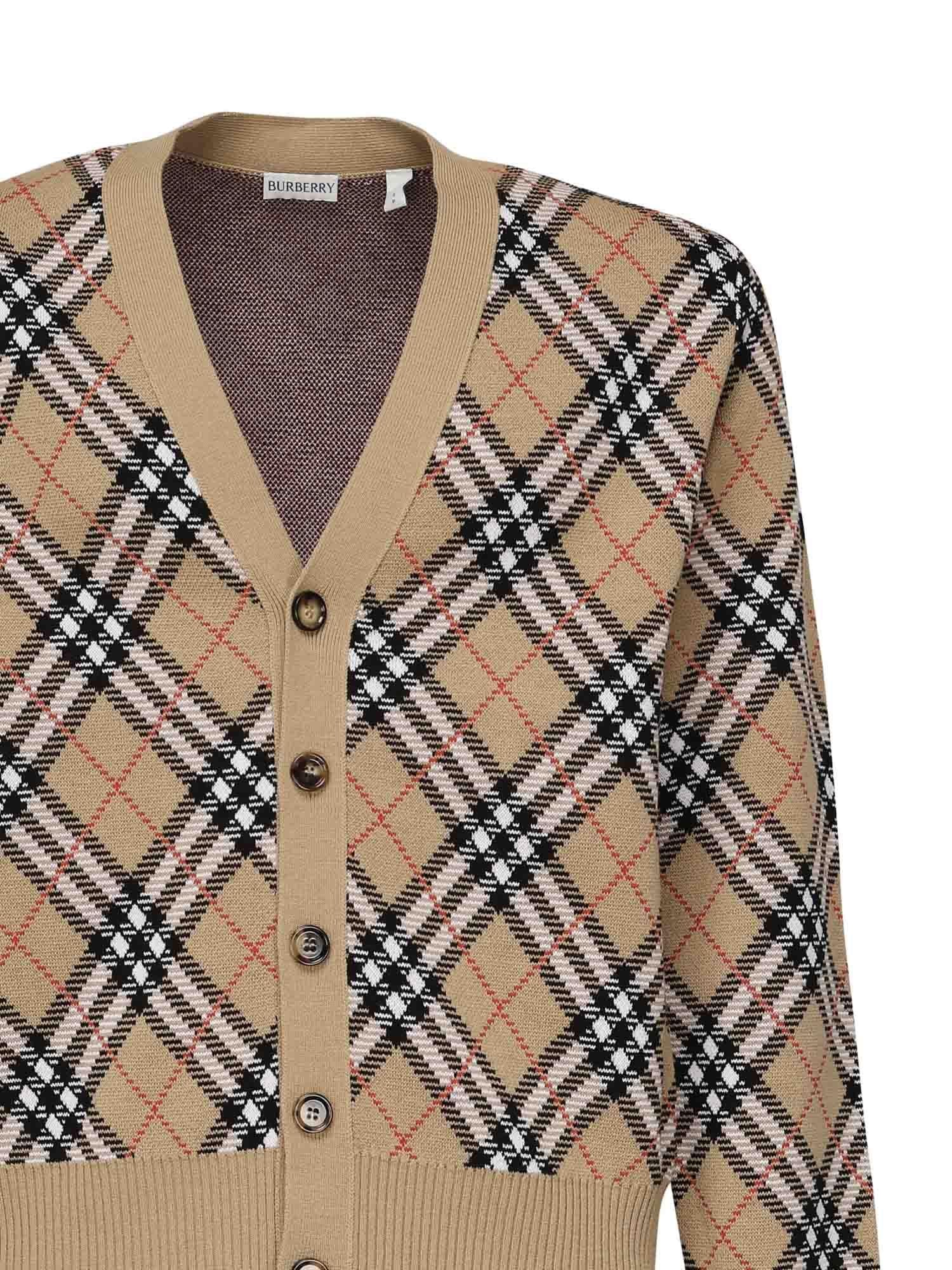 Cardigan In Misto Lana E Mohair Check Burberry – Гарантія оригінальності – вид ззаду
