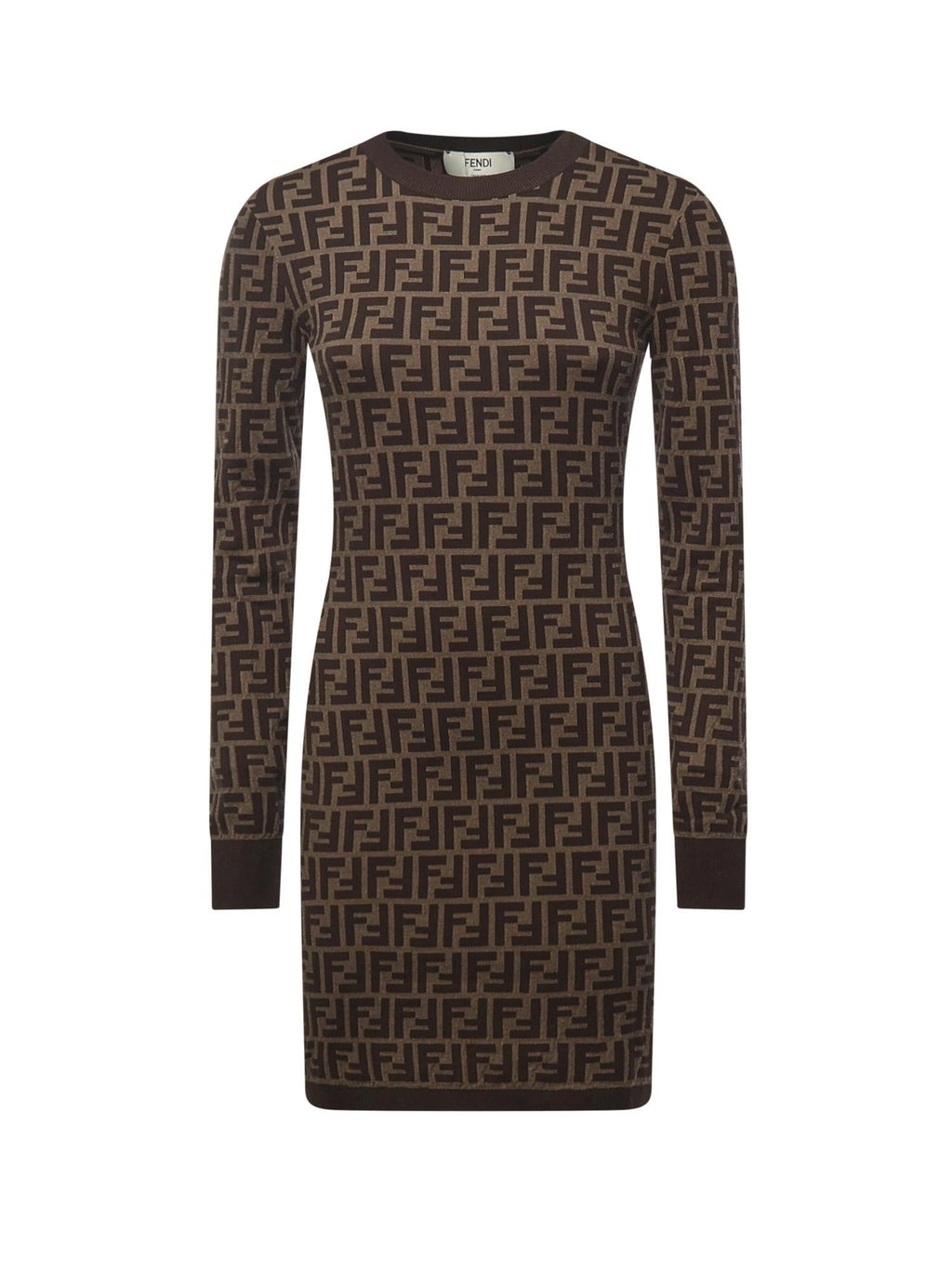 Abito In Cotone Con Stampa Logo All-Over Fendi – Гарантія оригінальності – боковий вид