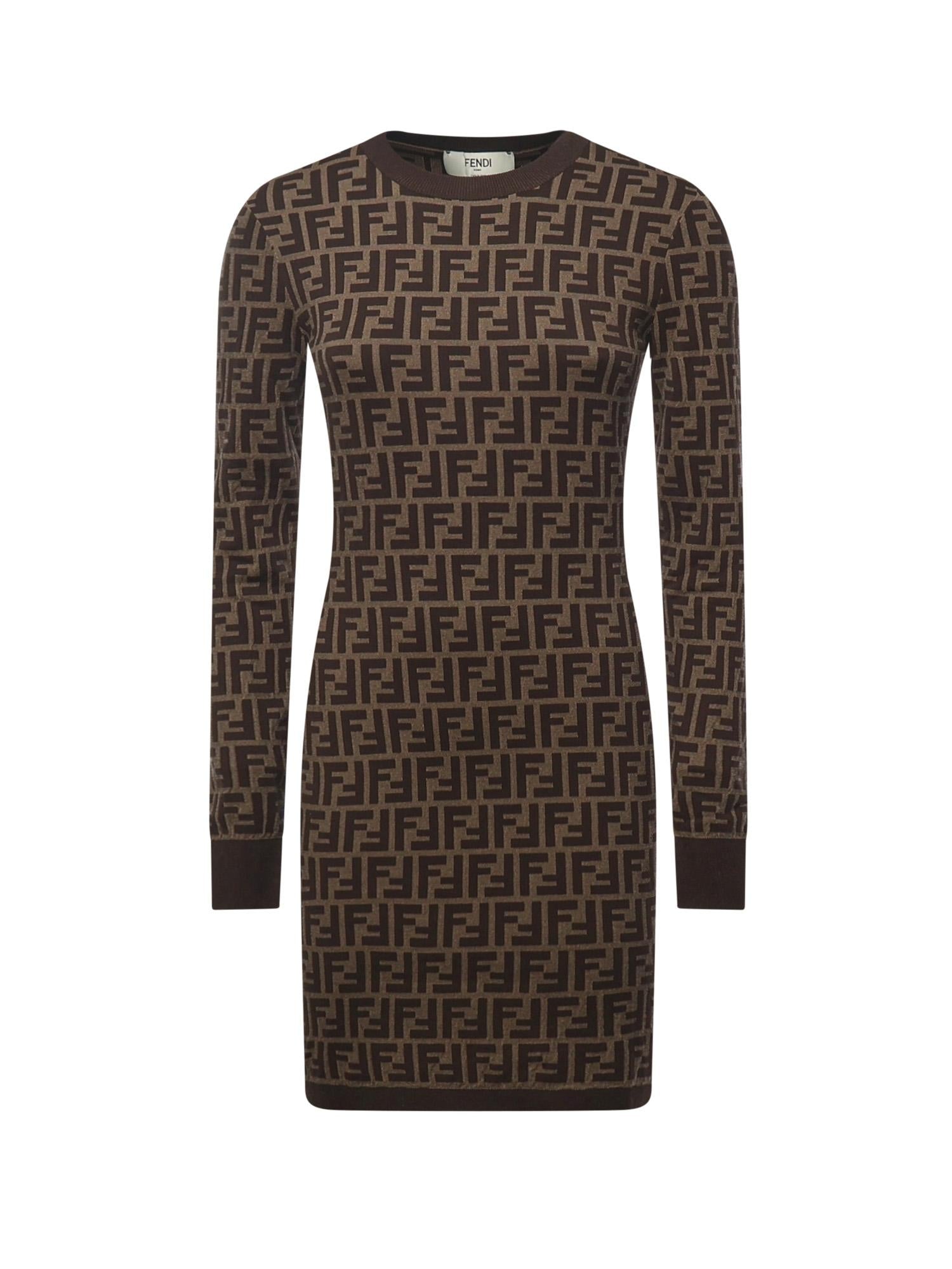 Abito In Cotone Con Stampa Logo All-Over Fendi – Гарантія оригінальності – боковий вид